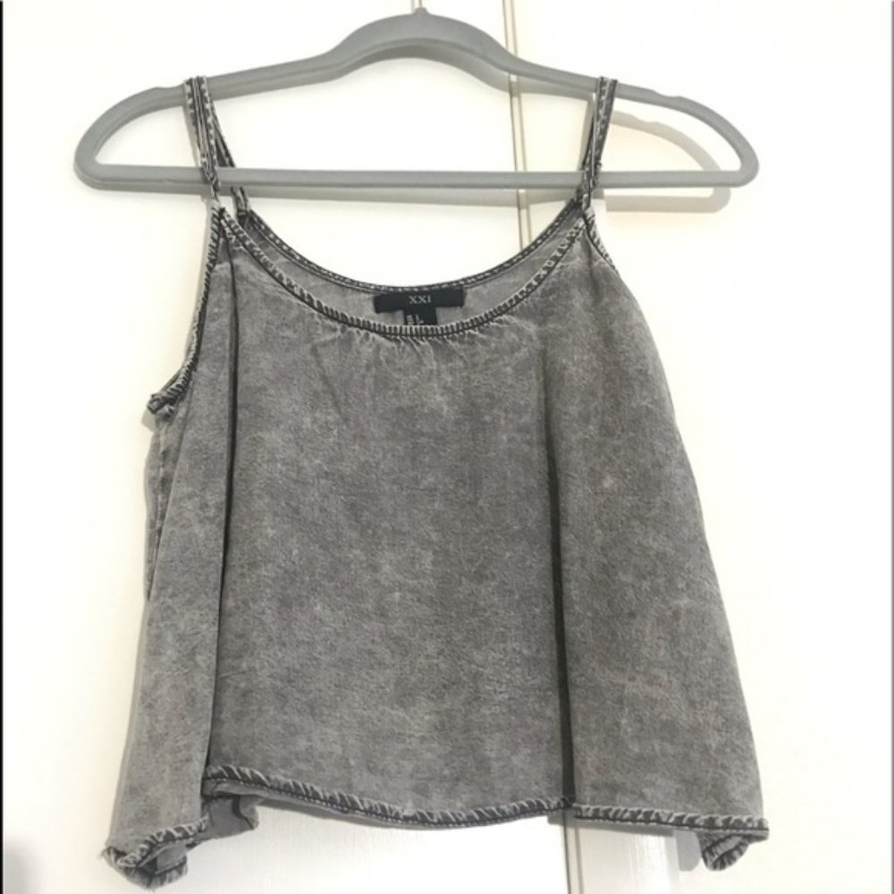 2/$20 Forever21 Washed Out Denim Cropped Tank Top